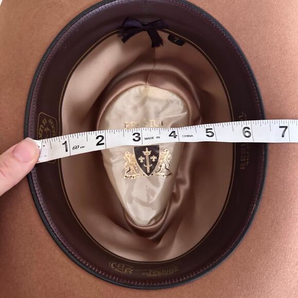 Resistol Hat Self Conforming Brown Feather Band Felt Western Cowboy Hat Size 7 - Picture 10 of 12